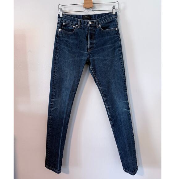 APC Petit New Standard classic medium wash whiskered selvedge denim slim jeans - Picture 1 of 8